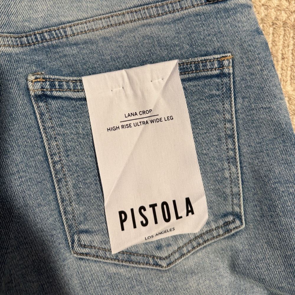 pistola Light Wash Wide Leg Crop Jeans in Snowcat - Picture 9 of 9